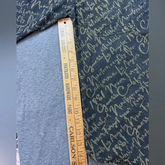 BEDXXSAUSUP Mens Script Print Denim Shirt Los Angeles California Black Gold - Picture 5 of 9